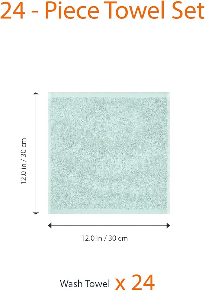 Amazon Basics face Towels for bathroom, 100% Cotton Extra Absorbent washcloth