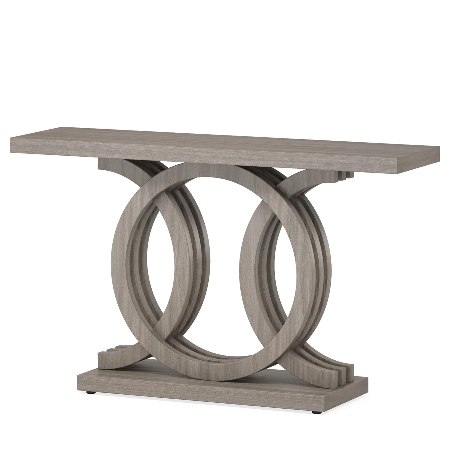 Tribesigns 55 inches Console Table with Geometric Base, Farmhouse Hallway Table, Wooden Entryway Sofa Table, Unique Long Accent Table for Decoration and Organization (Grey)
