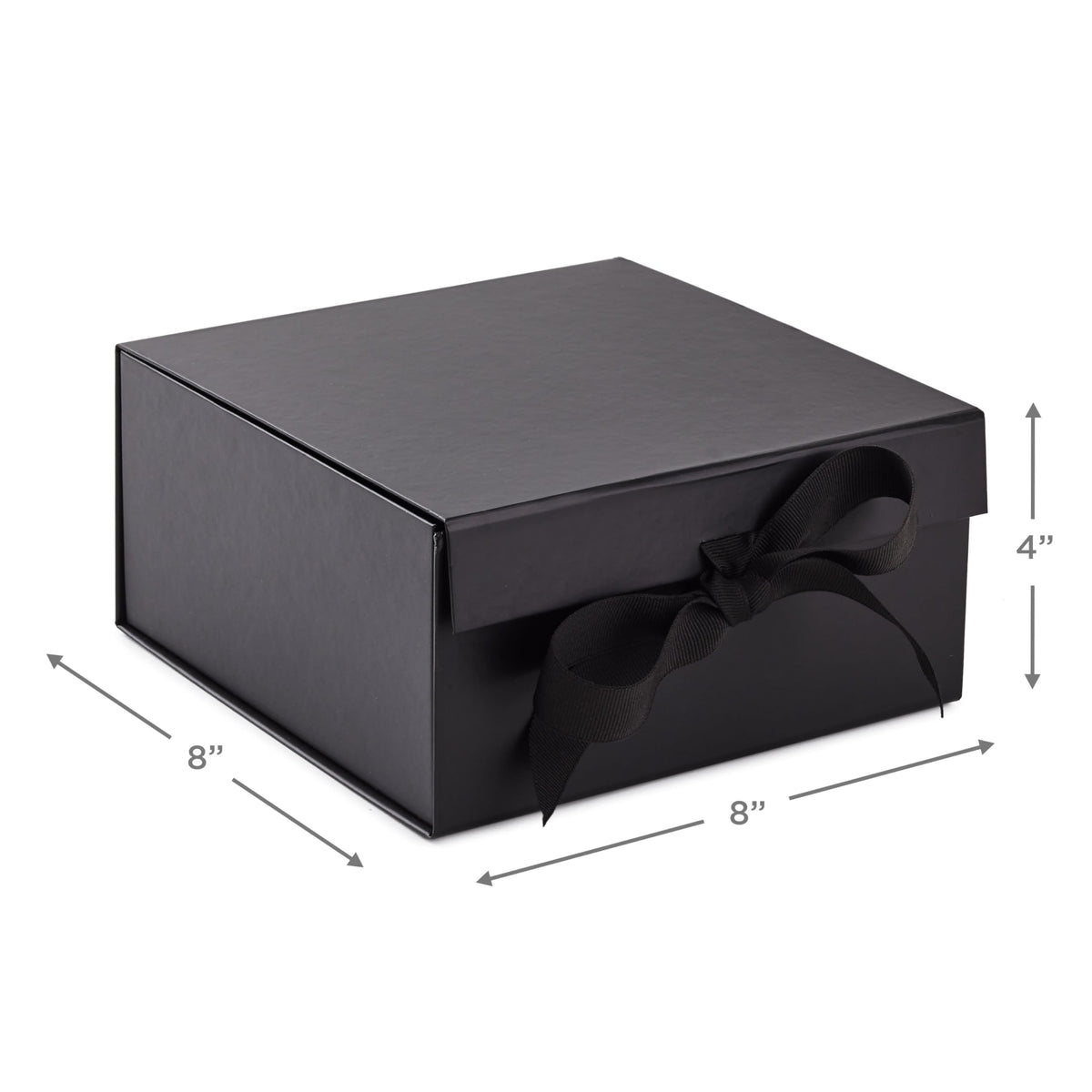 Hallmark Medium Gift Boxes with Bow and Shredded Paper Fill, Pack of 2 (Black 8 inch Box) for Weddings, Graduations, Birthdays, Father's Day, Groomsmen Gifts, All Occasion