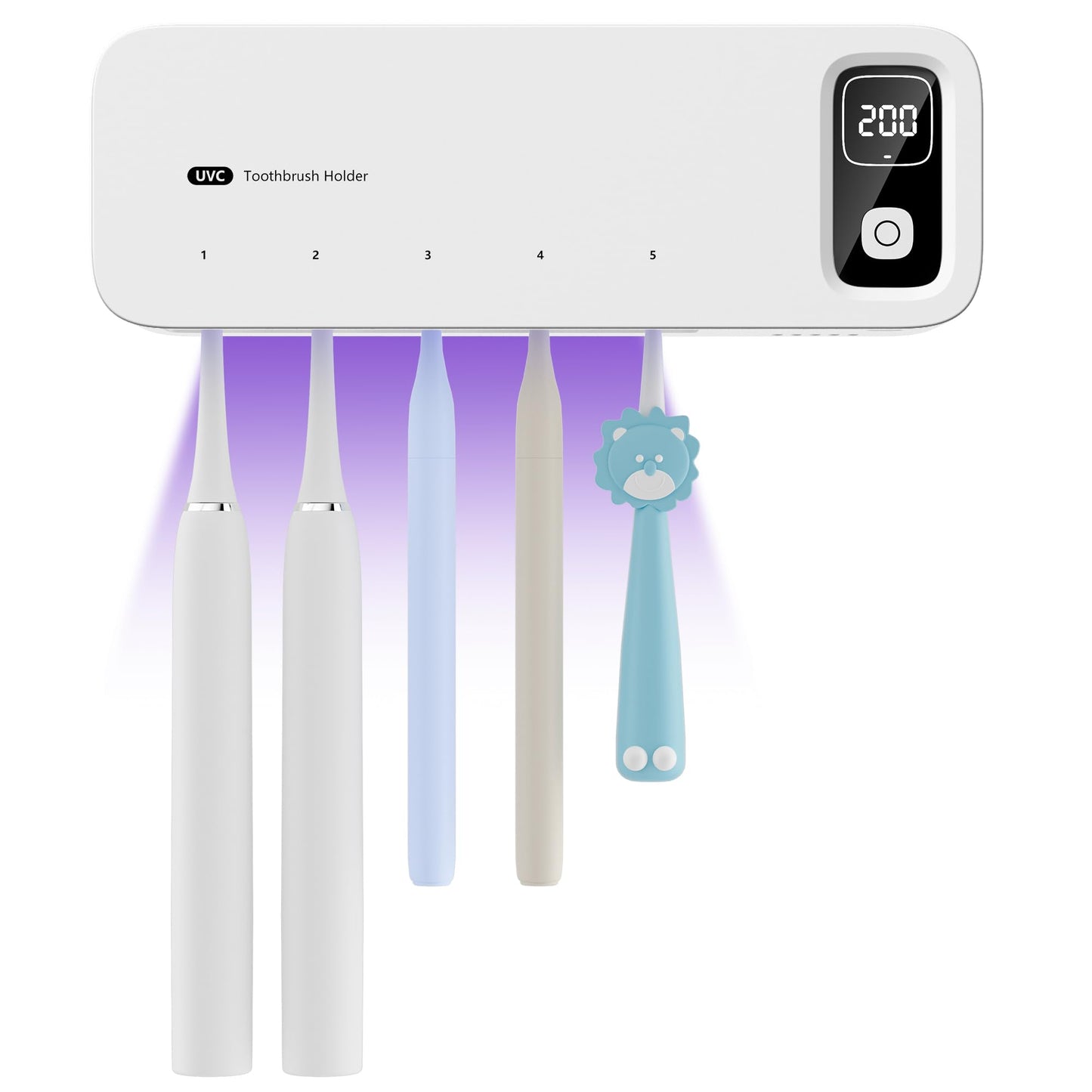 UV Toothbrush sanitiizer and Holder, Strong Saniti zer Air Drying, 200s and 400s Timed Toothbrush Case, 2200mAh Rechargeable Cordless Wall Mounted Home Toothbrush steril izer