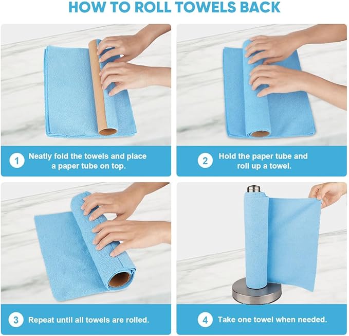 AIDEA Microfiber Cleaning Cloth Roll, Reusable Tear Away Paper Towels,