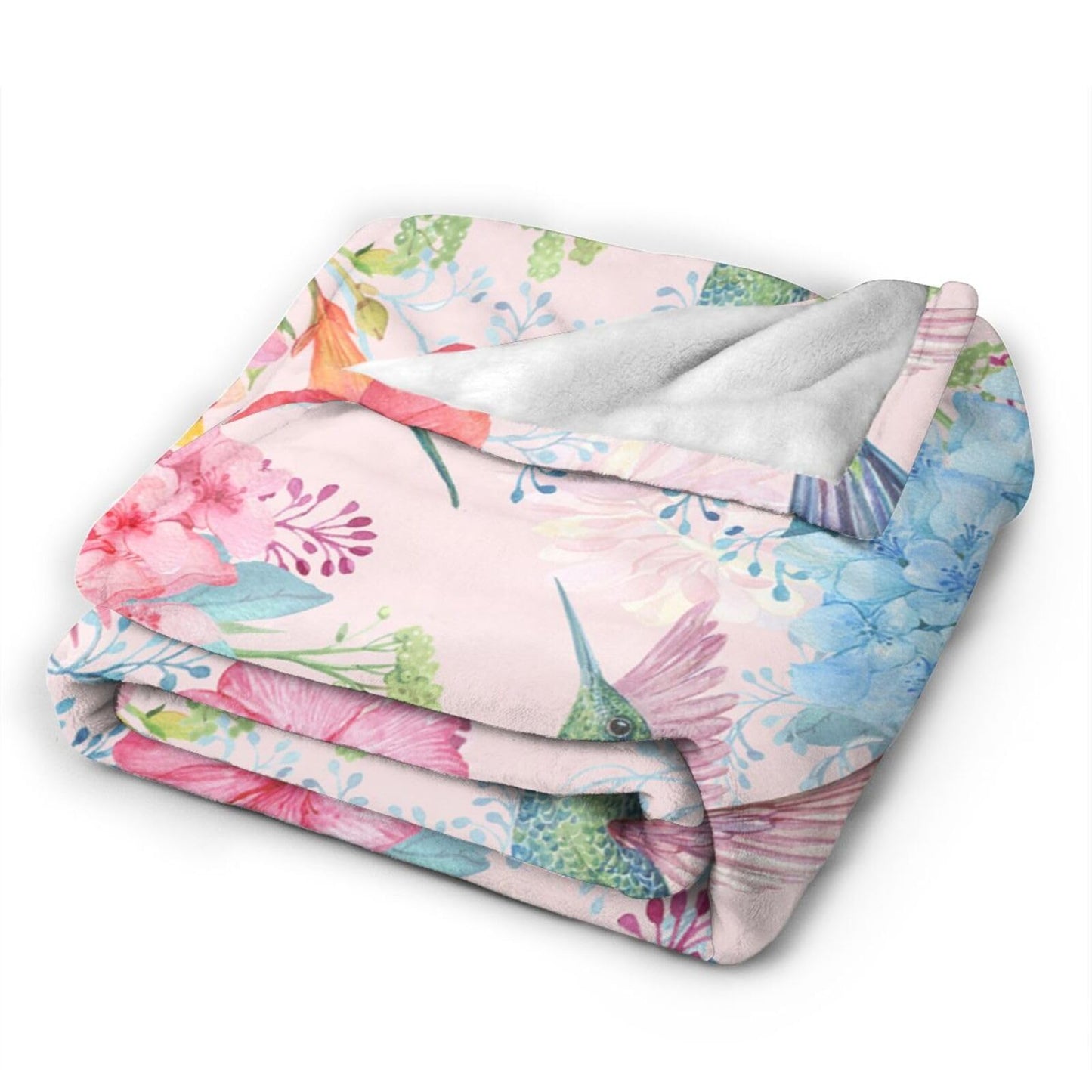 Perinsto Tropical Flowers and Hummingbirds Throw Blanket Ultra Soft Warm All Season Decorative Fleece Blankets for Bed Chair Car Sofa Couch Bedroom 80"X60"