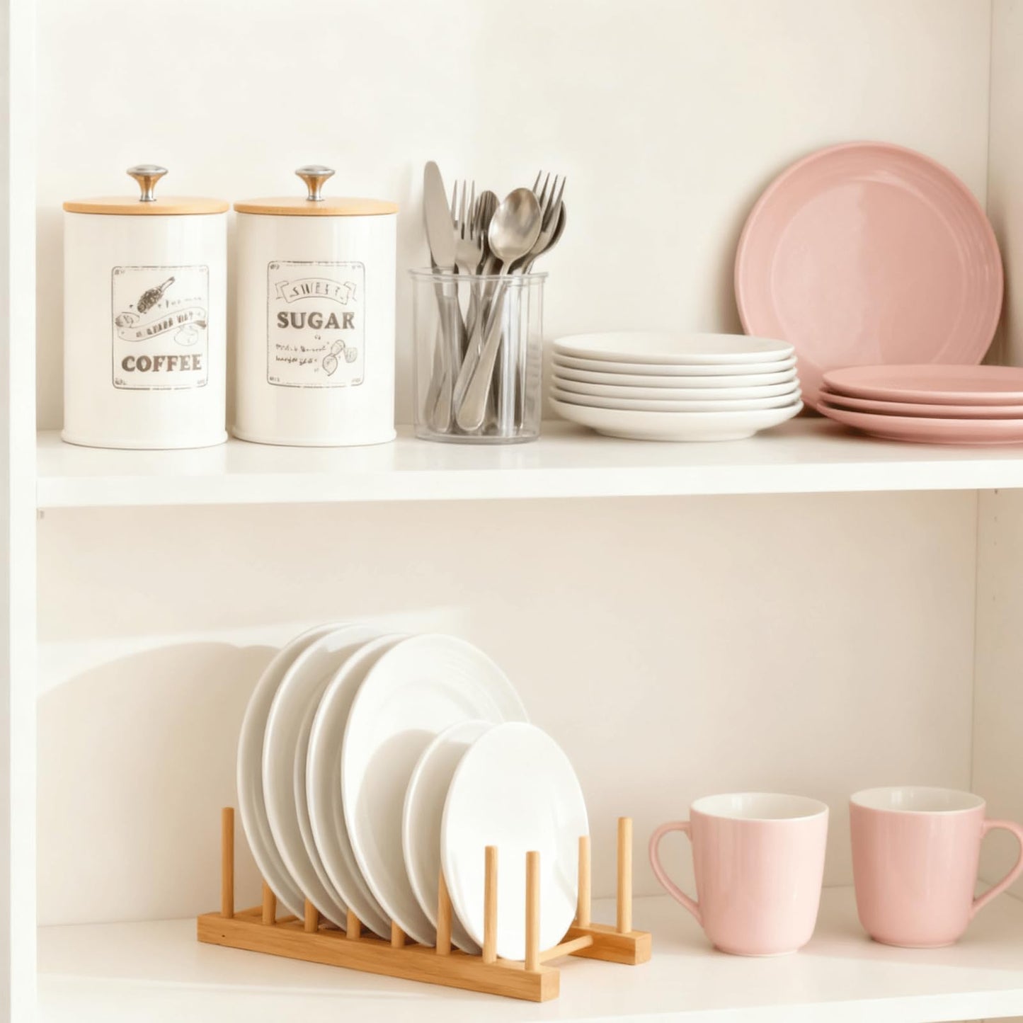 Youeon Metal Canisters Sets for the Kitchen, 40 Oz Coffee Sugar Tea Container Set, Farmhouse Style, Food Storage Containers with Lids for Countertop, Cabinet, Coffee Bar Decor, Beige