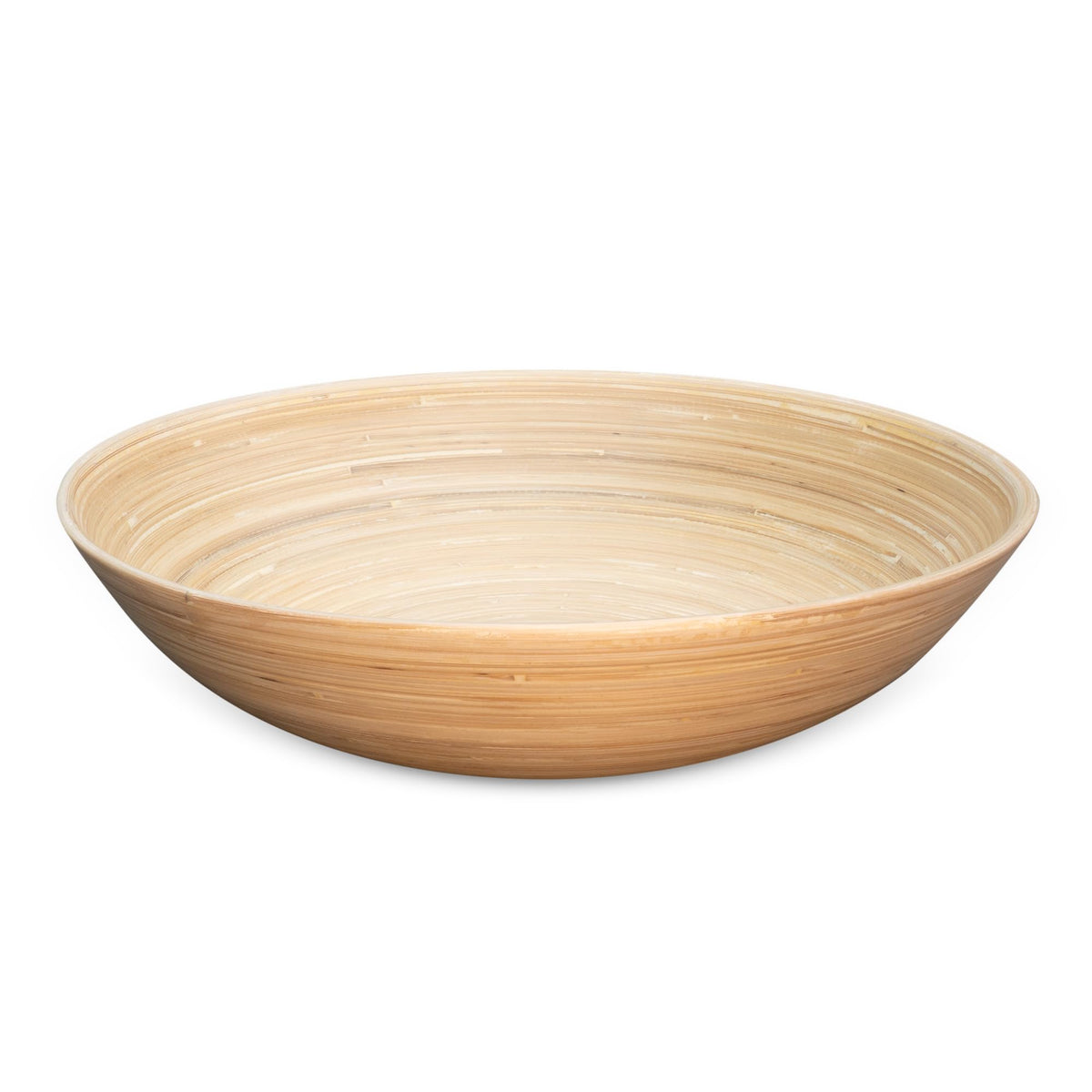 LEXA 14" Handmade Bamboo Salad Bowl – 130 oz Large Wooden Fruit Bowl for Kitchen Counter, Natural Bamboo