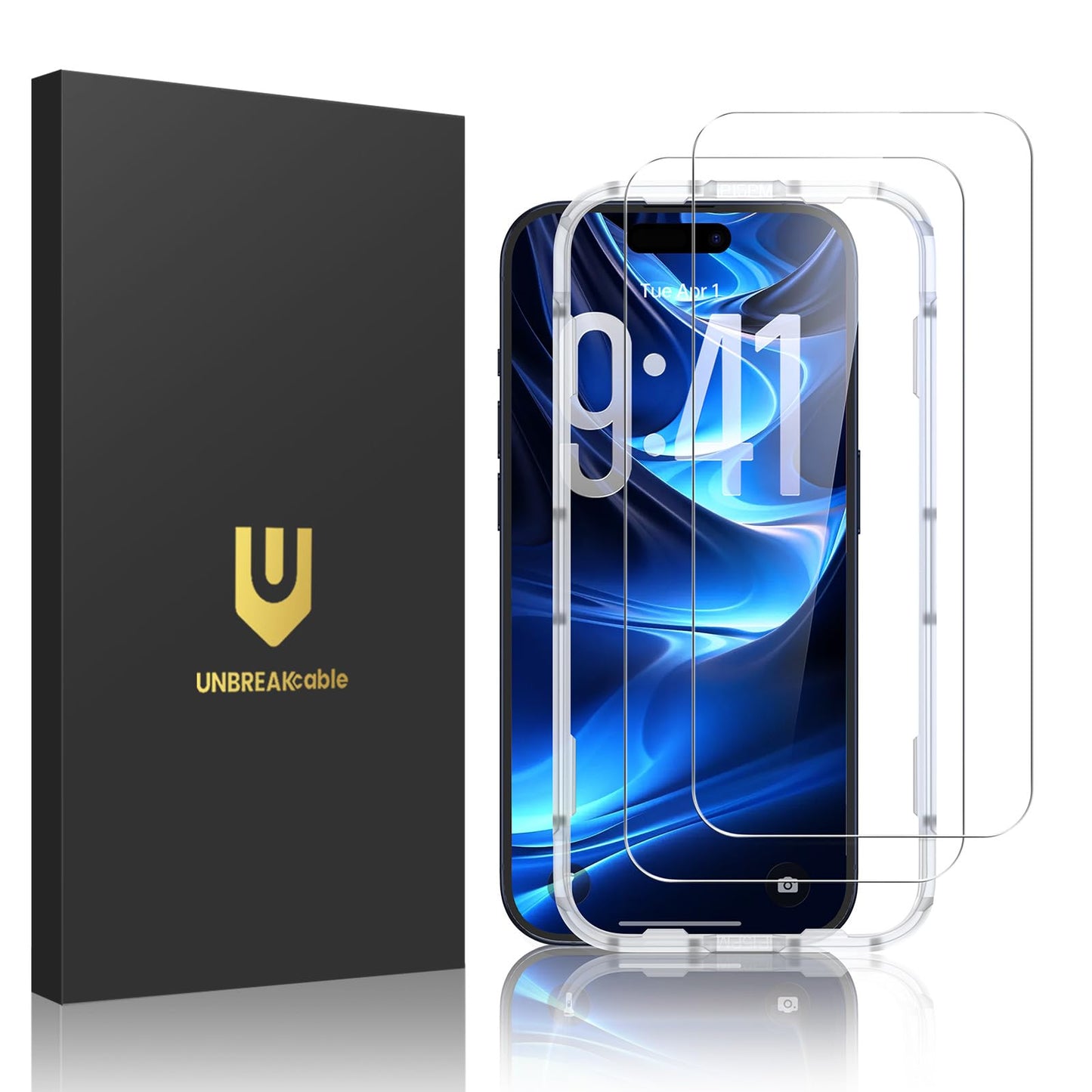 UNBREAKcable 2-Pack Screen Protector for iPhone 16e/13/13 Pro/14, Double Shatterproof Tempered Glass [Easy Installation] [9H Hardness] [99.99% HD] [Case Friendly] for Apple 13 Pro/13/14/16e 6.1 inch