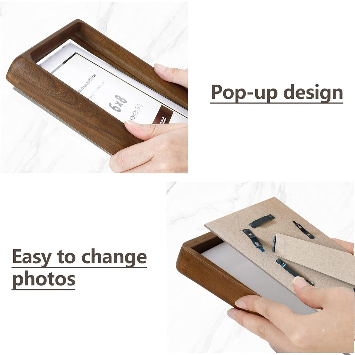 SZKYSJGS 2Pack 5x7 Wood Picture Frame, Solid Natural Walnut Photo Frame with Tempered Glass, 5 x 7 Wooden Frame Matted to 4x6, Wall or Tabletop Display
