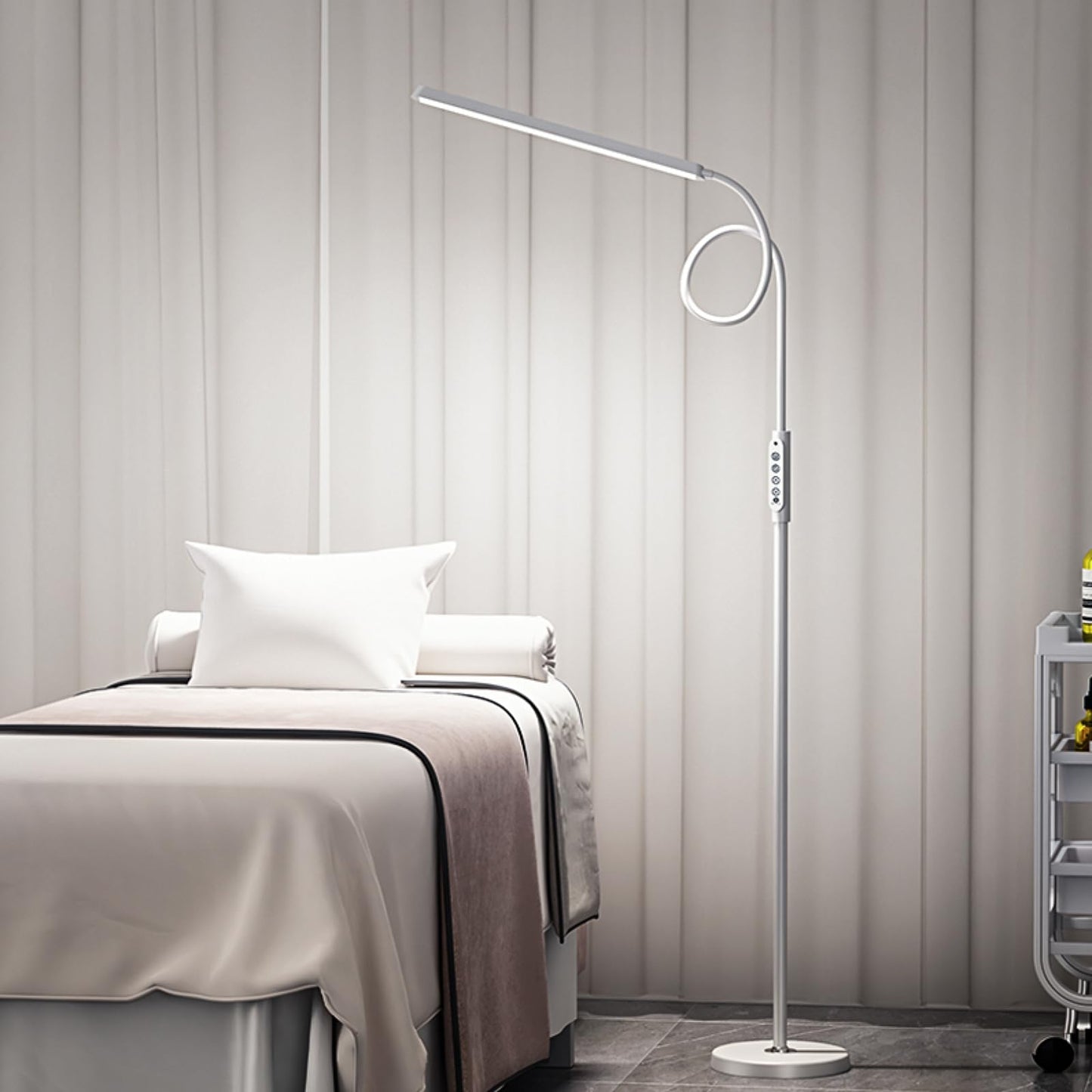 Bright LED Eye-Protecting Reading Floor Lamps with Touch and Remote Dimming 3000-6000k for Eyelash Manicure Craft Drawing Makeup Living Room Bedroom Office, Adjustable Gooseneck Modern Standing Light