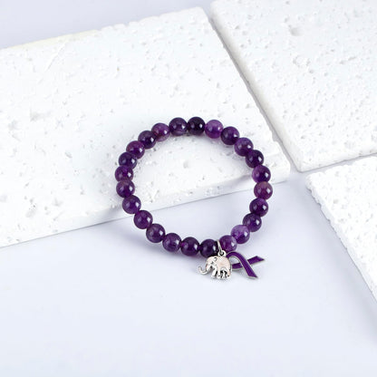 ARHTF Elephant Alzheimers Awareness Bracelet Purple Ribbon Support Alzheimers Family Gifts For Dementia Support (Purple Alzheimers bracelet)