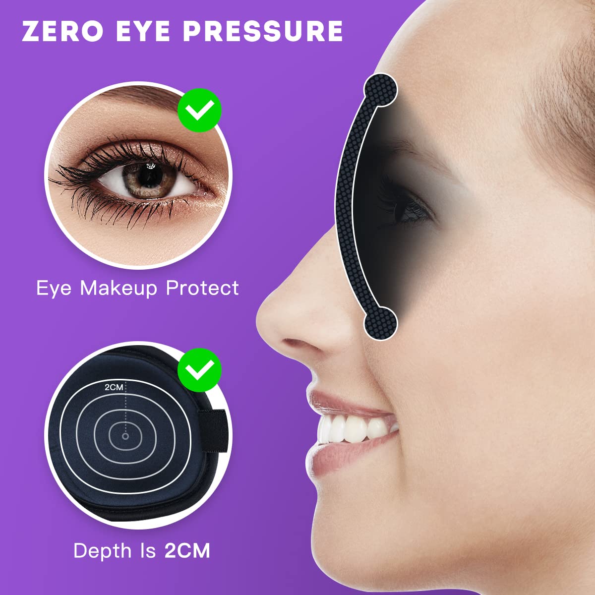 Sleep Mask for Women Men, Ultrathin Light Blocking Sleeping Mask, No Pressure On Eyes 3D Contoured Blindfold, Soft Comfort Eye Shade Cover for Travel/Naps/Yoga/Shift Work.（Black）