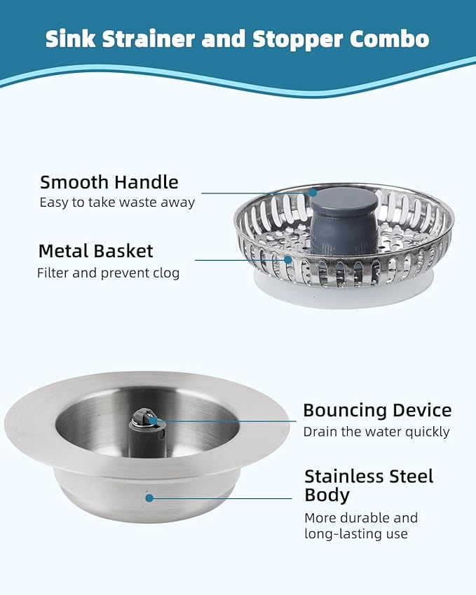 Hygie Rinse All Metal Sink Drain Strainer