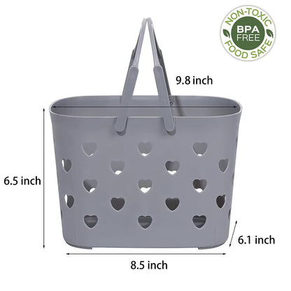 Anyoifax Portable Shower Caddy Tote Plastic Storage Basket with Handle Box Organizer Bin for Bathroom, College Dorm, Pantry, Kitchen, 2 Pack, Grey