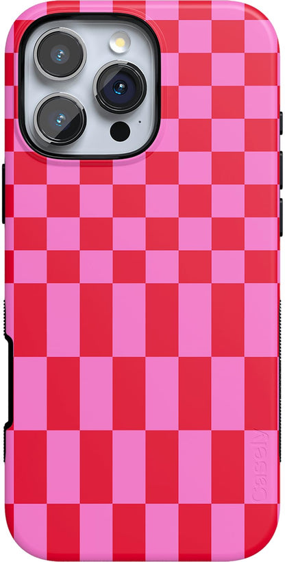 Casely iPhone 16 Pro Case | Fit Check | Neutral Checkerboard | Compatible with MagSafe | Bold Protective Design