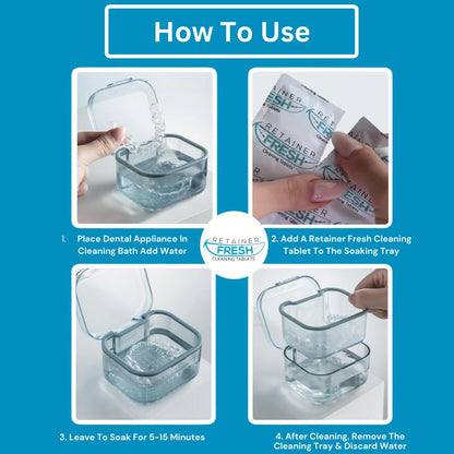Retainer Cleaner Tablets - 120 Tablets 4 Month Retainer Fresh - Retainer Cleaning Tablets, Mouth Guard Cleaner, Denture Cleaner, Aligner Cleaner, Brite Retainer Tablets