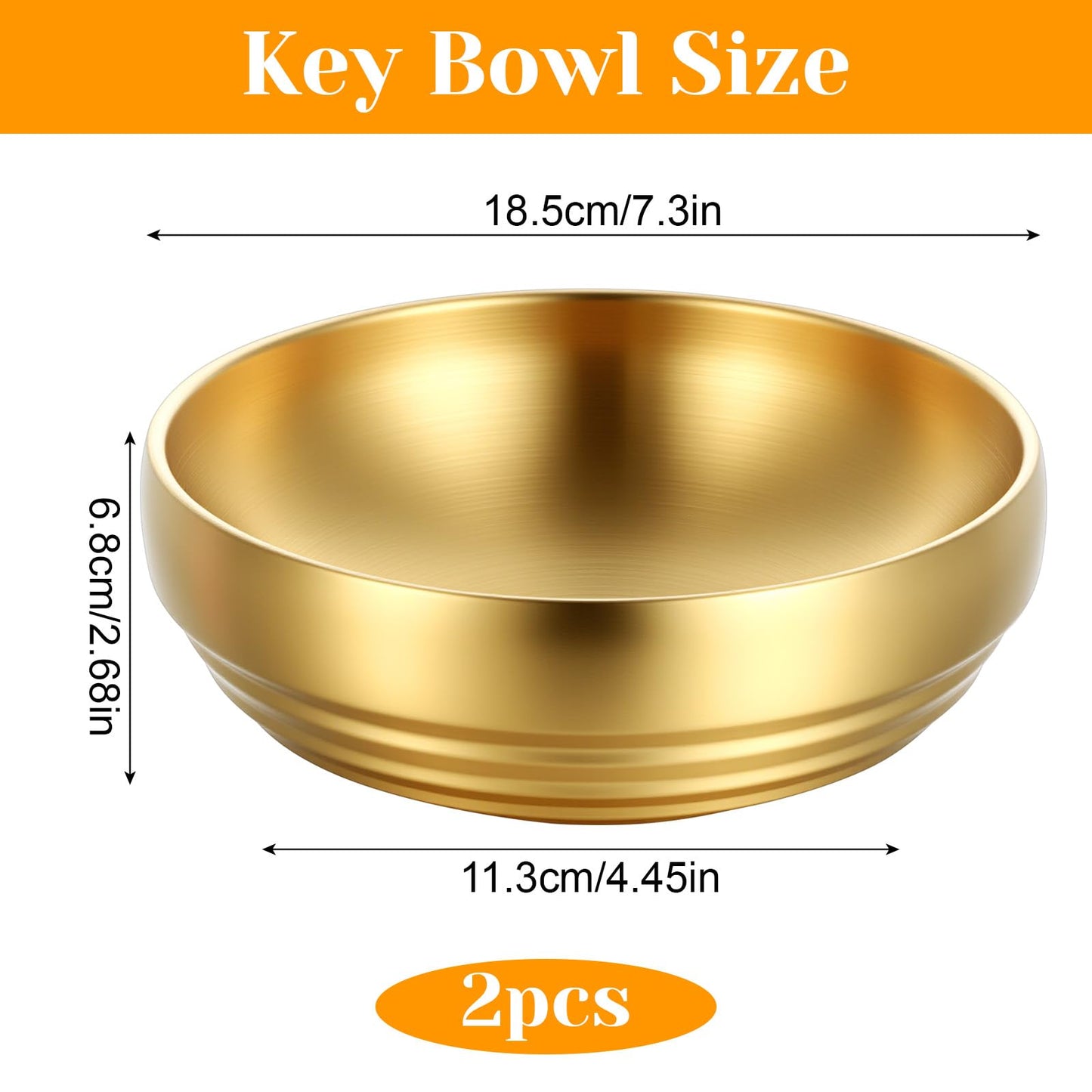 MBAIYO 2 Pcs Gold Large Key Bowl, 7.4 Inch Decorative Key Bowl for Entryway Table Catch All Dish Gold Keys Bowls for Entryway Table Home Decor Centerpiece