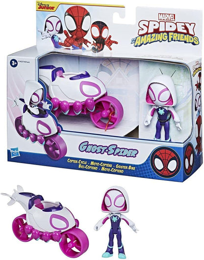 Marvel Spidey & His Amazing Friends Ghost-Spider Action Figure & Copter-Cycle Vehicle, for Kids Ages 3 & Up