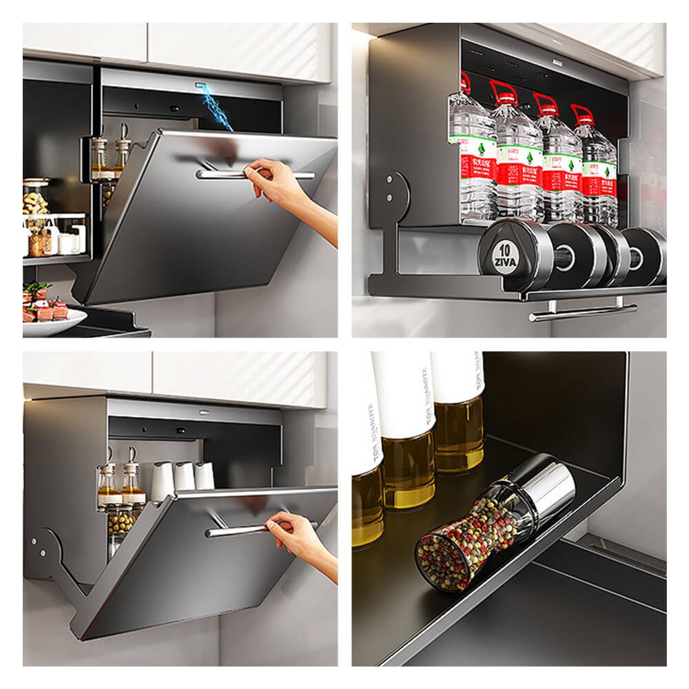 ANQIA Multifunctional Kitchen Seasoning Shelf Wall Mount Spice Rack Utensil Holder Seasoning Jar Storage Organizer for Food Oil Bottle Sugar Salt Pepper (Grey, Small)