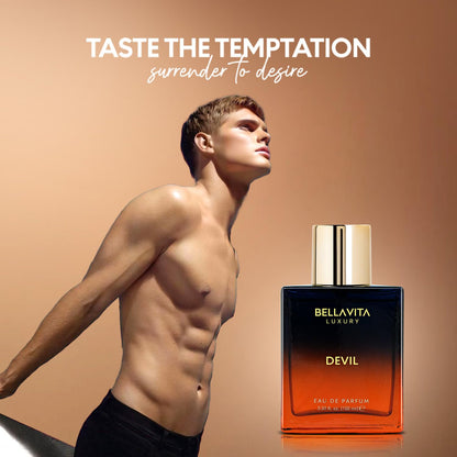 BELLAVITA Luxury DEVIL Unisex Perfume for Women and Men | Long Lasting Perfume for Men and Women | Cotton Candy, Musk and Cedar | Spicy French Fragrance Unisex Parfum