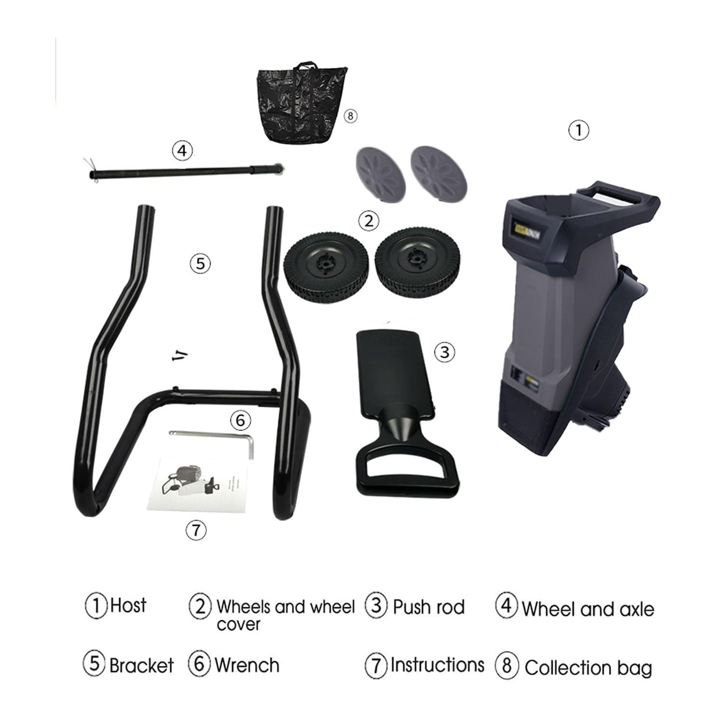 2400W Electric Wood Chipper, 4500rpm Portable Tree Branch Shredder, with 50L Collection Bag&30m Power Cord, 40mm Cutting Direct, Overload Protection Switch, for Shredding Hedge Scrap, Bush Waste