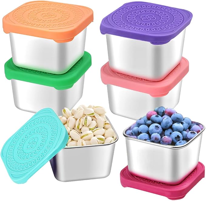 6Pack 6oz Stainless Steel Snack Containers