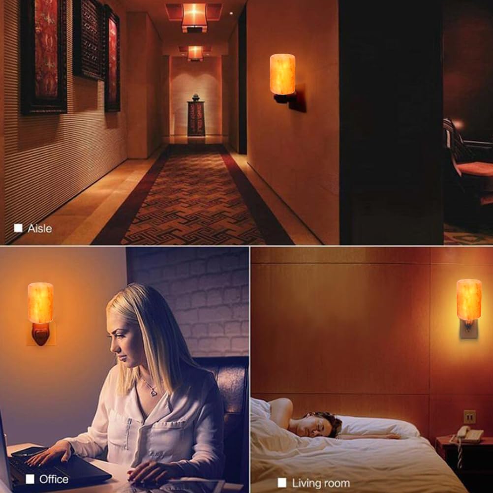 Reppkyh 4 Pieces Himalayan Salt Lamp Plug in Night Light Salt Lamp, 360 Degree Adjustable Wall Plug for Bedroom Night Light