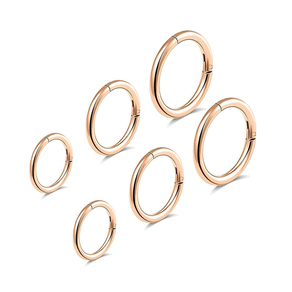 BOGKU 6pcs G23 Titanium Septum Rings 16G Diameter 6mm/8mm/10mm Hinged Nose Ring Hoops for Women Men Girls Cartilage Hoop Earrings Body Piercing Rings Lip Rings