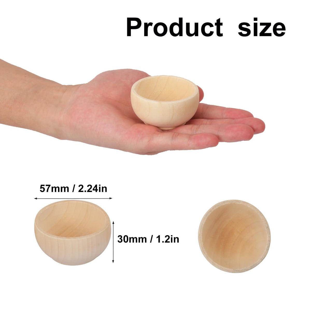 Geytetqi 50 Pack 2.2 Inches Round Wooden Bowls, Unfinished Mini Wood Bowls for Condiments, Sauces, Dips, Nuts, and Snacks