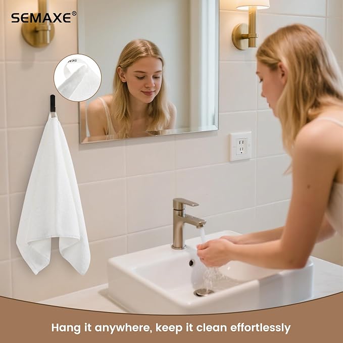 SEMAXE 12 Pack Hand Towels for Bathroom, 100% Cotton Towels