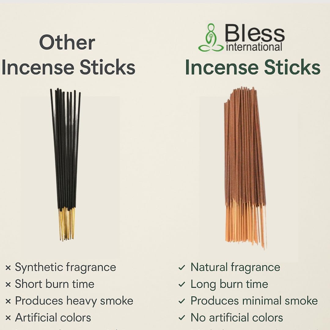 Bless-Ocean-Salt 100%-Natural-Handmade-Hand-Dipped-Incense-Sticks Organic-Chemicals-Charcoal-Free Purification-Relaxation-Positivity-Yoga-Meditation Best-Woods-Scent (100 Sticks(5.25 OZ))