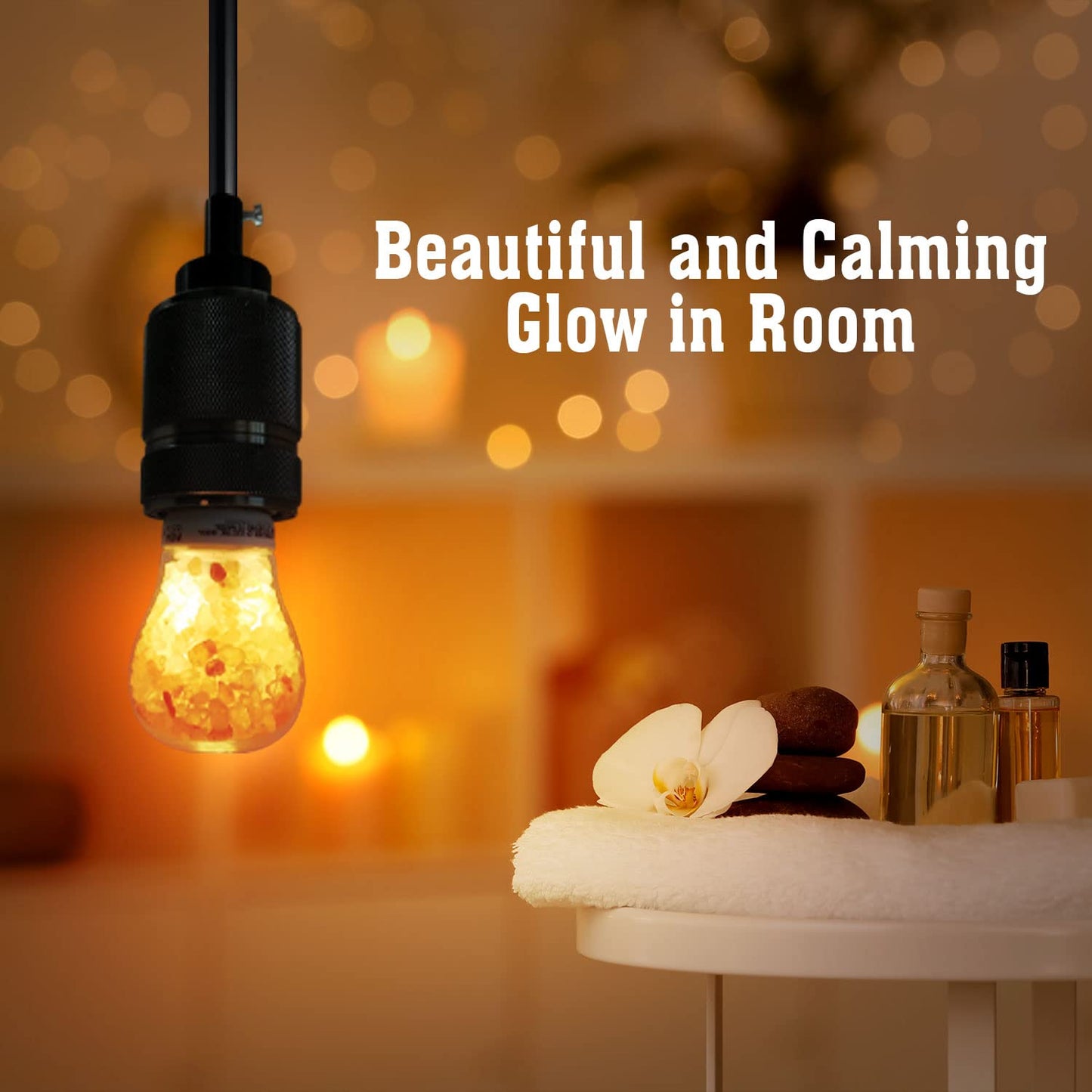 Himalayan Glow LED Light Bulb, Patent Design 60-Watt Equivalent, Warm Amber Glow, Salt Bulb Light, 4 Count