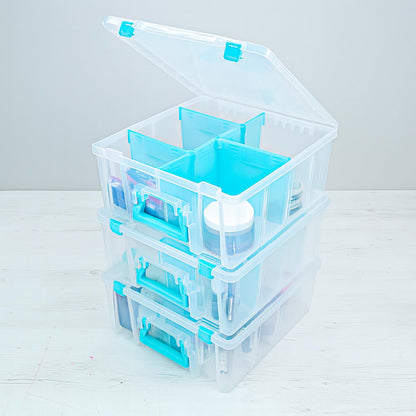 ArtBin Super Satchel Double Deep, Dividers, 6990RH, Polypropylene Plastic, Clear & Aqua