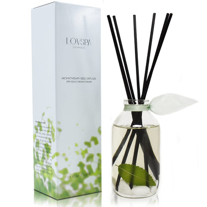 LOVSPA Reed Diffuser Set, Smoked Vanilla Scented Oil Diffuser with Sticks, Home Fragrance Accessories for Bathroom Shelf Decor, Aroma Diffusers for Home or Office Fall Decor, USA Made