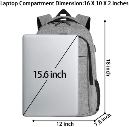 MATEIN Travel Laptop Backpack, Work Bag Lightweight Laptop Bag with USB Charging Port, Anti Theft Business Backpack, Water Resistant School Rucksack Gift for Men and Women, Fits 15.6 Inch, Grey