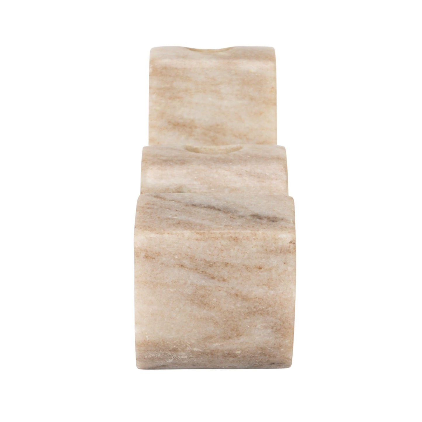 Bloomingville Marble Wave Double Taper Candle Holder, Beige