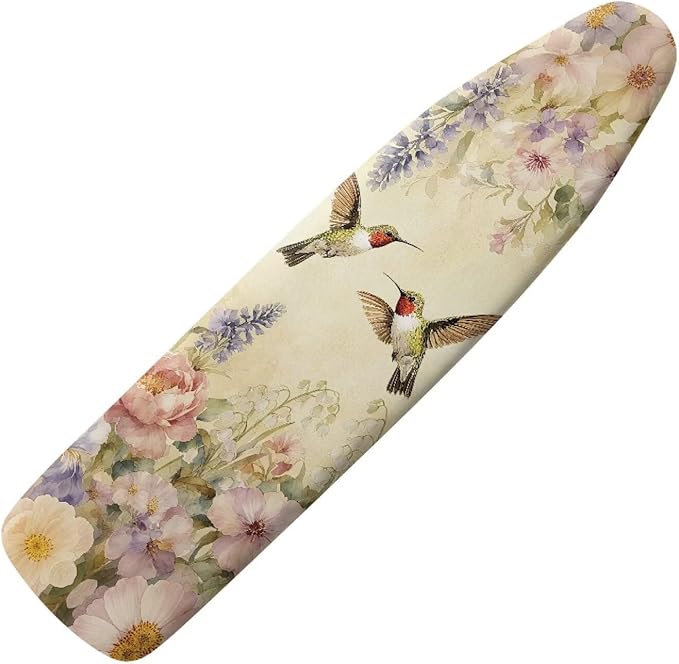 Purple Bird Flowers Ironing Board Cover Stretchy Extra Wide Table Top Ironing