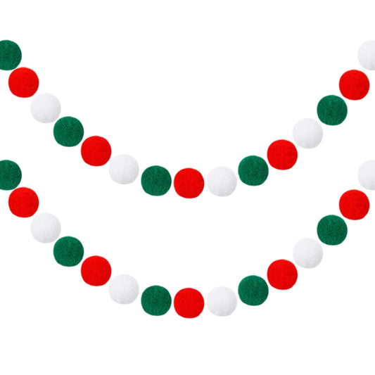 GCQQ Christmas Garlands 1.2" Large Pom Pom Garland Boho Decor 16.4FT Red Green White 60 Felt Ball Garlands for Mantle Christmas Tree Party Decor(1.2"/3cm)