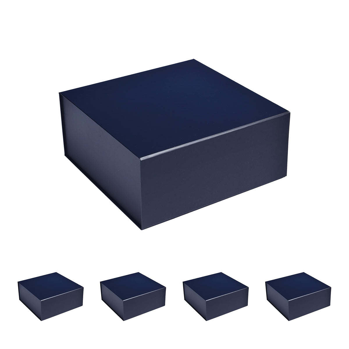 CECOBOX - Gift Boxes with Lids for Presents 6"x6"x2.75" - Matte, Collapsible Magnetic Closure Gift Box - Groomsmen & Bridesmaid Proposal Boxes, Wedding, PR, Birthdays, Holidays (Navy)