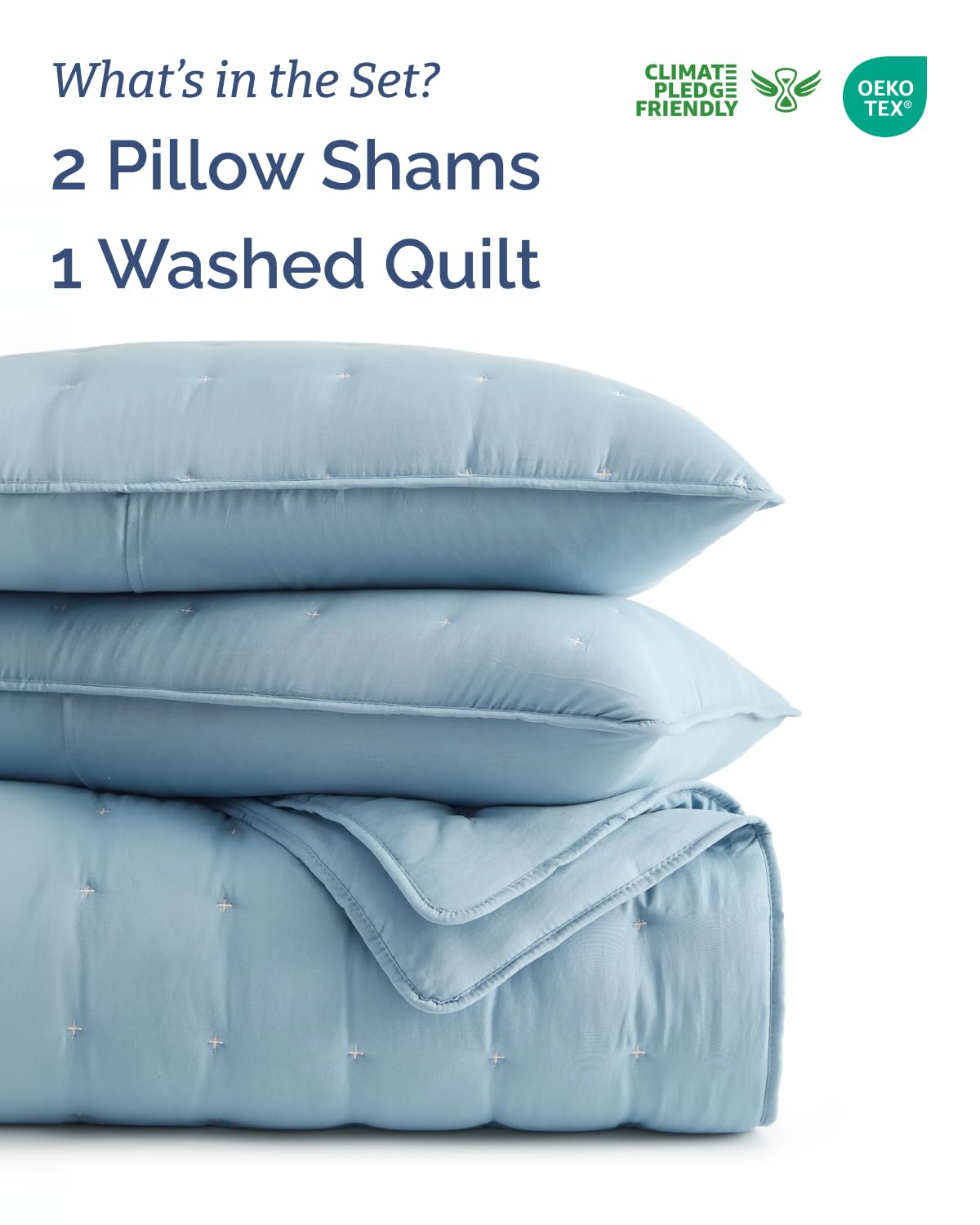 Quilts King Size - Bedspread for King Size - Lightweight Comforter Set - Quilt Bedding Set for All-Seasons - Ultra Soft, Breathable & Comfy - Summer Coverlet w/ 2 Pillow Shams - 106" x 96", Dust Blue