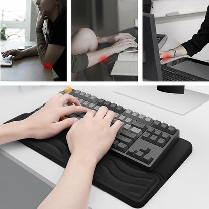 TCOINERY Keyboard Wrist Rest, Mouse Pad Set with Ergonomic Tilted, Memory Foam Pad for Pain Relief, Wrist Rest for Computer Keyboard, Comfortable Typing Support for Office, Home & School, Black