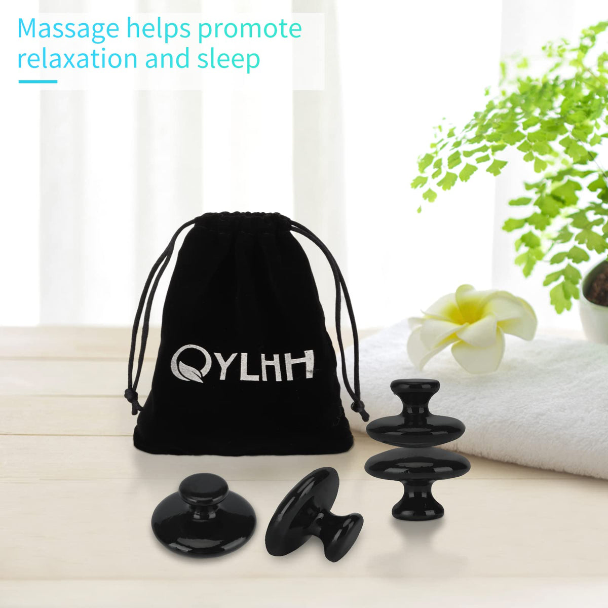 QYLHH 4 Pcs Mushroom Hot Massage Stones Set Natural Bian Warm Rocks Kit for Facial SPA5.5x3.5cm