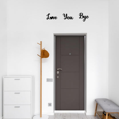 Pinetree Art Love You Bye Metal Signs Above Door for Home, Black Decorative Word Art, Modern Rustic Farmhouse Wall Sculptures for Hallway Entryway - Gifts for Family (Black 3)