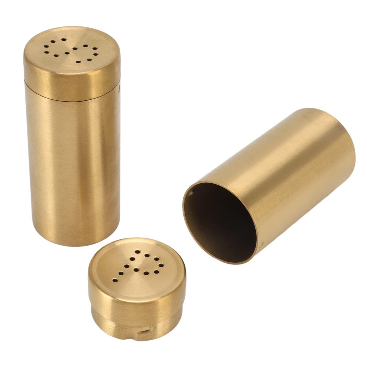 2Pcs Salt and Shakers Set, 7 Ounce Stainless Steel Salt and Dispenser Gold Jar Rustproof Seasoning Bottle Easy Filling Salt and Shakers for Modern Home Kitchen