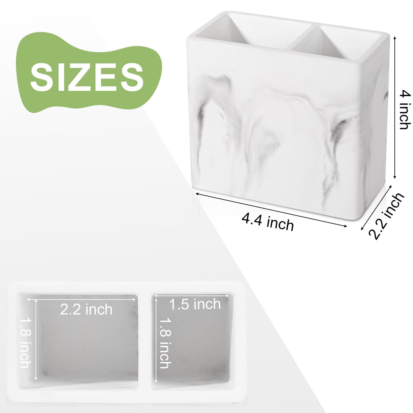 Diatomite Toothbrush Holders for Bathrooms, Electric Toothbrush and Toothpaste Holder Tooth Brush Organizer for Bathroom Countertop, Shower, Vanity - Marble White