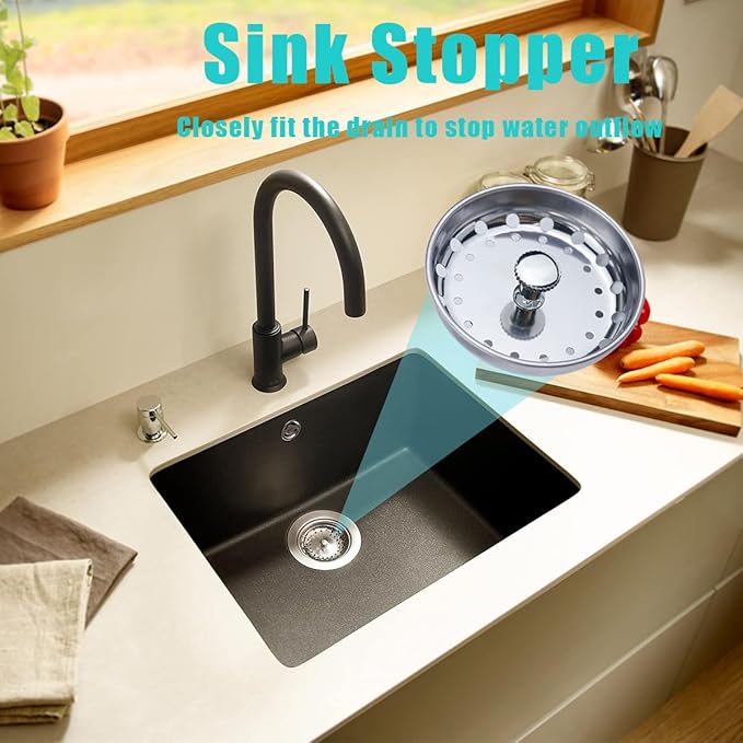 3 Pieces Kitchen Sink Stopper Strainer, 3 in 1 Kitchen Sink Basket Strainer