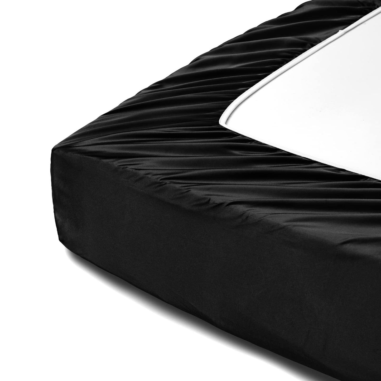 Horbaunal 6 Piece Satin Sheet Set King Size Luxury Silky & Soft Black Satin King Bed Sheet Set with 16" Deep Pocket, 1 Fitted Sheet, 1 Flat Sheet, 4 Pillowcases