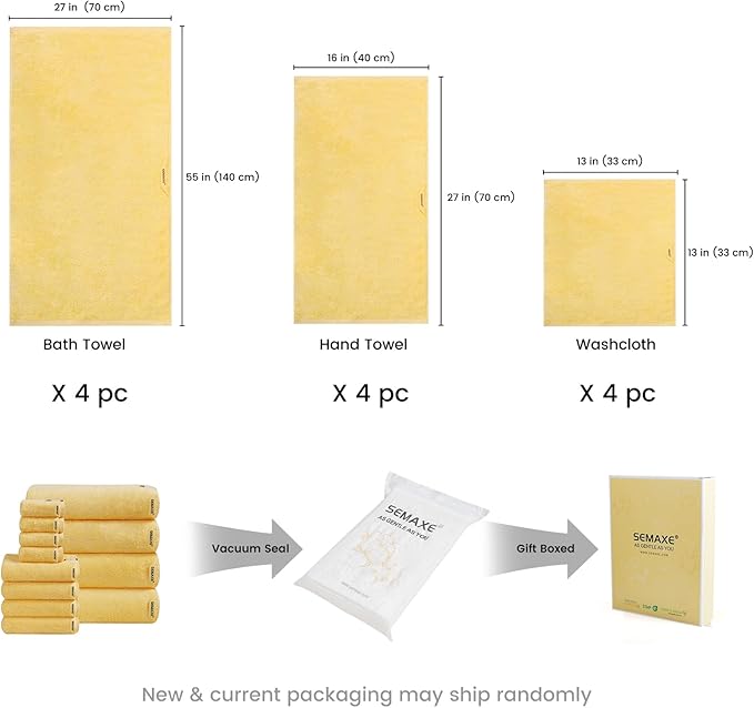 SEMAXE 12-Piece Family Bathroom Towel Set