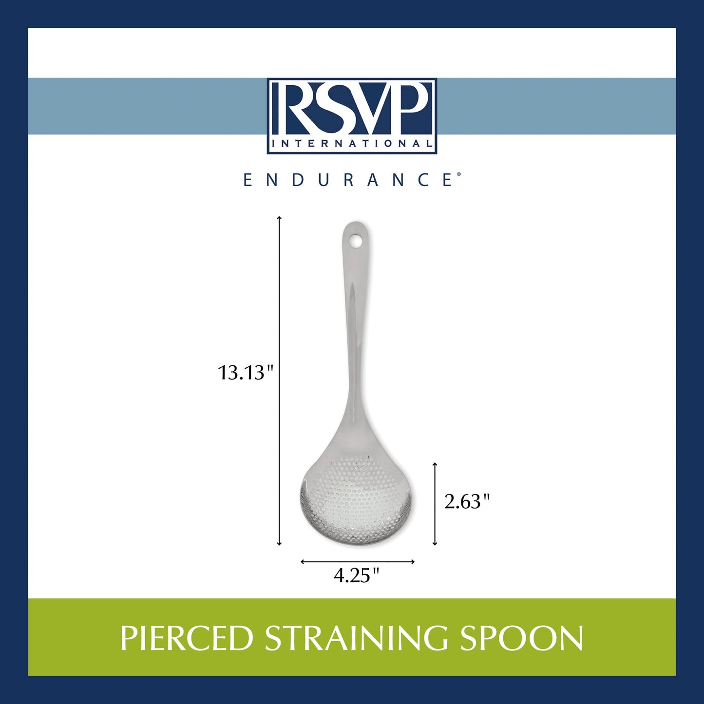 RSVP International Endurance Kitchen Collection Pierced Straining Tools, Spoon, 18/8 Stainless Steel