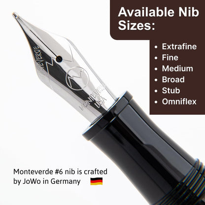 Monteverde USA Aldo Domani Fountain Pen Red – Medium Nib – Free Ink Bottle, Converter & Cartridges – JoWo German Nib – Refillable Gift Pen in Box
