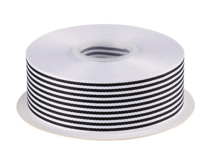 Joycrosso 1-1/2 Inch Wide Black and White Striped Ribbon, Great for Wedding Gift Wrapping Home Décor Floral Arrangement, 25 Yards-Roll