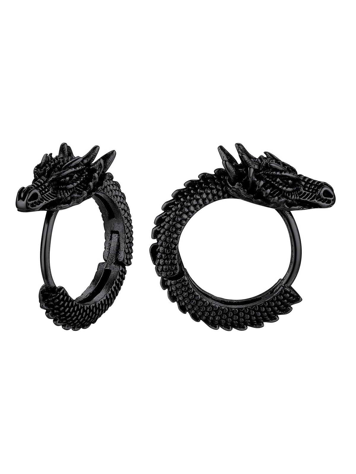Richsteel Stainless Steel Hoops - Dragon Design Earrings for Men, Gothic Punk Jewelry with Secure Clasp