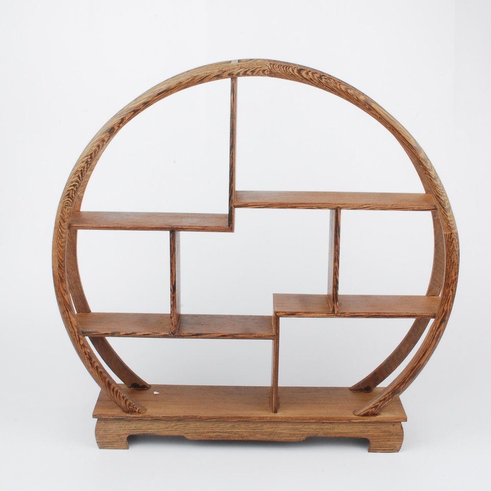 NWFashion Chinese Wooden Rosewood Display Stand Decoration 11" Curio Cabinets Shelf (Circle)